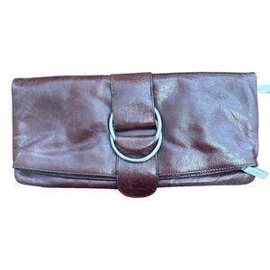 Hobo International Leather Foldover Clutch Wallet Maroon color